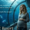 a grief stricken pregnant woman in an underwater city stare out at the expanse of the ocean