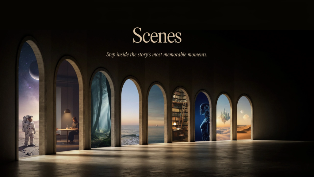 Scenes depicted from various stories by Rick Merriman