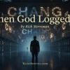A lone journalist faces a vast digital network that merges into a star-filled sky, symbolizing the intersection of artificial intelligence and faith.